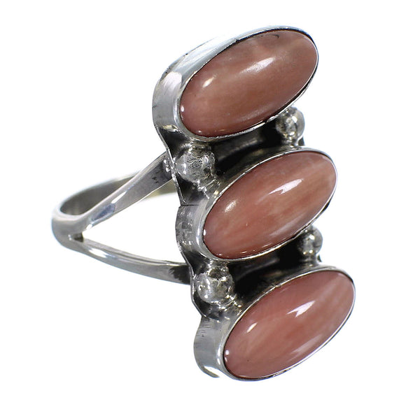 Sterling Silver Pink Coral Navajo Indian Ring Size 6-1/2 YX74709