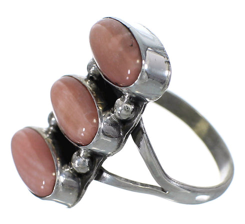 Sterling Silver Pink Coral Navajo Indian Ring Size 6-1/2 YX74709
