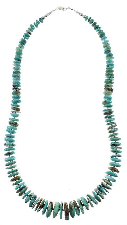 Sterling Silver Turquoise Navajo Native American Bead Necklace QX76869