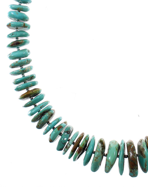 Sterling Silver Turquoise Navajo Native American Bead Necklace QX76869