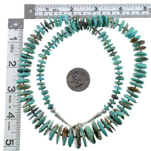 Sterling Silver Turquoise Navajo Native American Bead Necklace QX76869