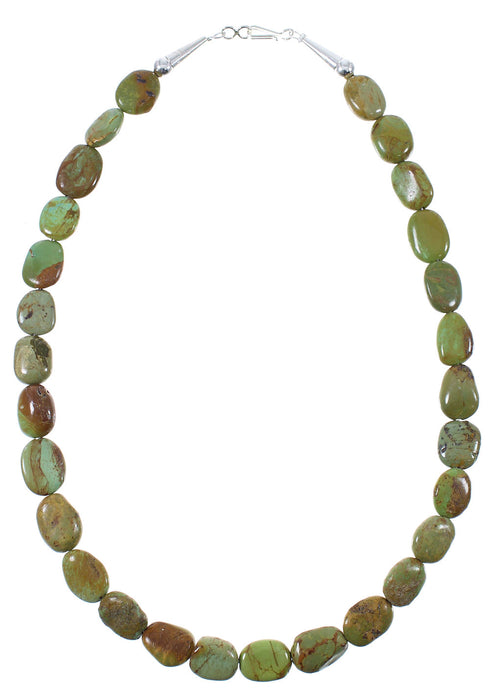 Southwestern Genuine Sterling Silver And Kingman Turquoise Bead Necklace AX85172