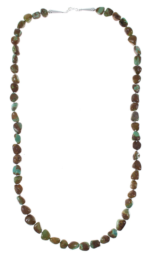 Navajo Indian Sterling Silver And Kingman Turquoise Bead Necklace AX85092