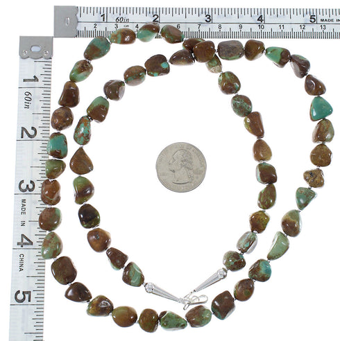 Navajo Indian Sterling Silver And Kingman Turquoise Bead Necklace AX85092