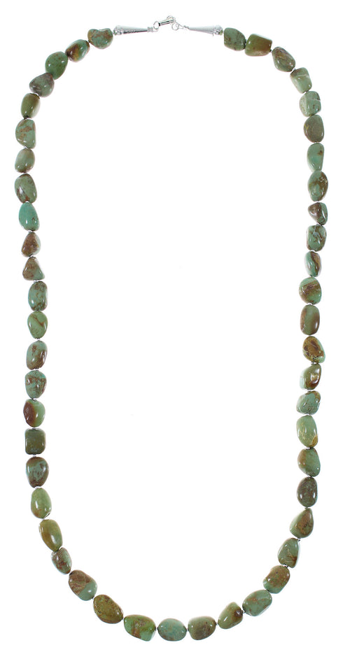 Kingmam Turquoise And Sterling Silver Navajo Bead Necklace AX85100