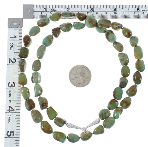 Kingmam Turquoise And Sterling Silver Navajo Bead Necklace AX85100