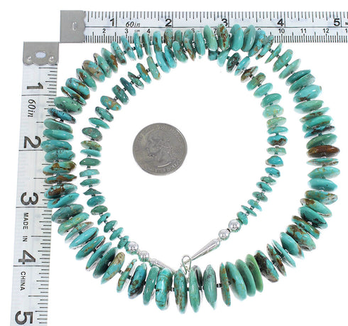 Native American Silver Turquoise Bead Necklace AX89411