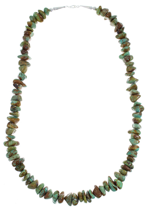 Sterling Silver American Indian Navajo Kingman Turquoise Bead Necklace AX89423