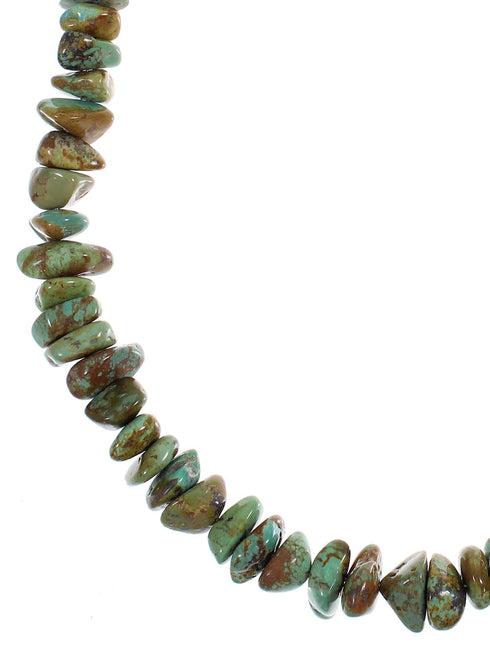 Sterling Silver American Indian Navajo Kingman Turquoise Bead Necklace AX89423