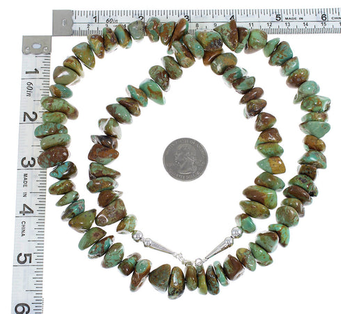 Sterling Silver American Indian Navajo Kingman Turquoise Bead Necklace AX89423