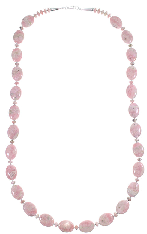 Navajo Indian Silver Rhodochrosite Bead Necklace YX89341