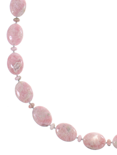 Navajo Indian Silver Rhodochrosite Bead Necklace YX89341