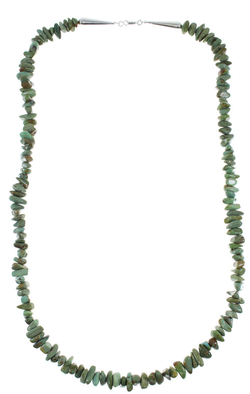 Genuine Sterling Silver Turquoise Southwestern Bead Necklace AX91335