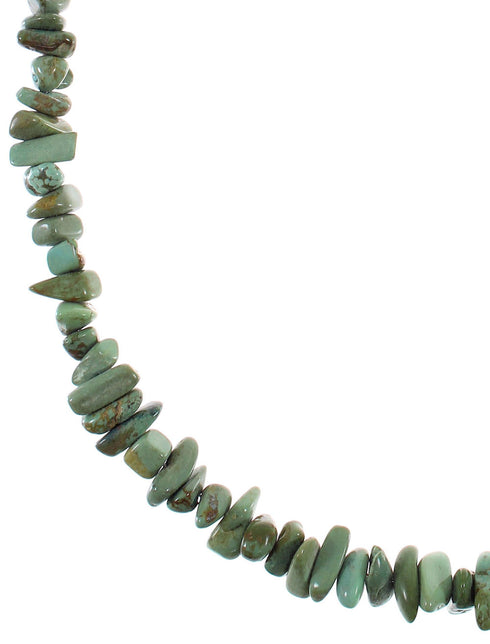 Genuine Sterling Silver Turquoise Southwestern Bead Necklace AX91335
