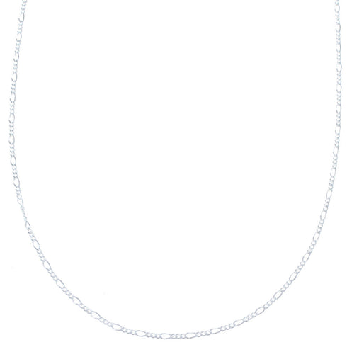 Genuine Sterling Silver Italian Figaro Chain 18" Necklace X10628
