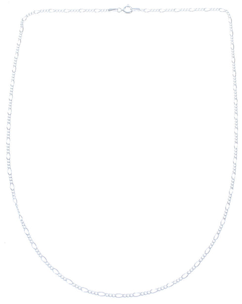 Genuine Sterling Silver Italian Figaro Chain 18" Necklace X10628