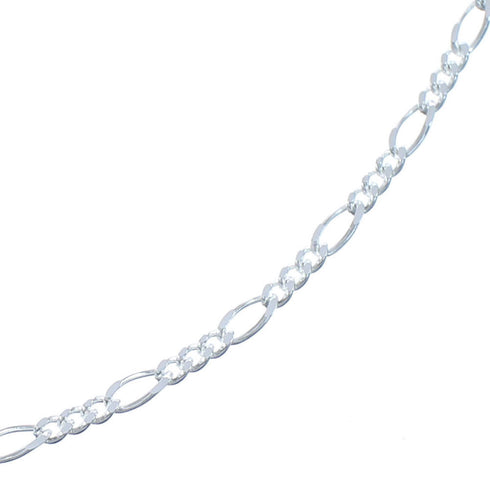 Genuine Sterling Silver Italian Figaro Chain 18" Necklace X10628