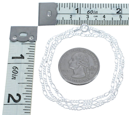 Genuine Sterling Silver Italian Figaro Chain 18" Necklace X10628