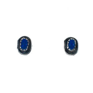 Native American Sterling Silver Lapis Post Earrings NX11522