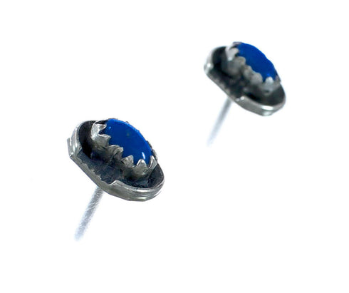 Native American Sterling Silver Lapis Post Earrings NX11522