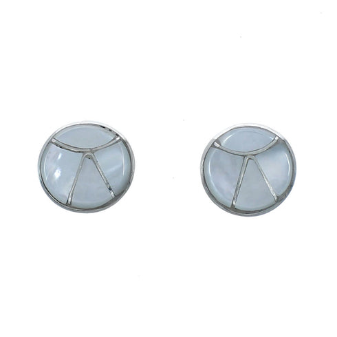Native American Zuni Sterling Silver White Mother of Pearl Post Earrings X10085