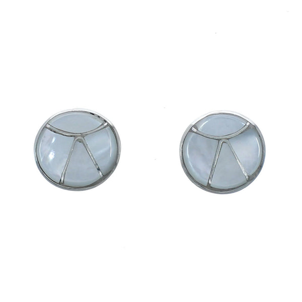 Native American Zuni Sterling Silver White Mother of Pearl Post Earrings X10085