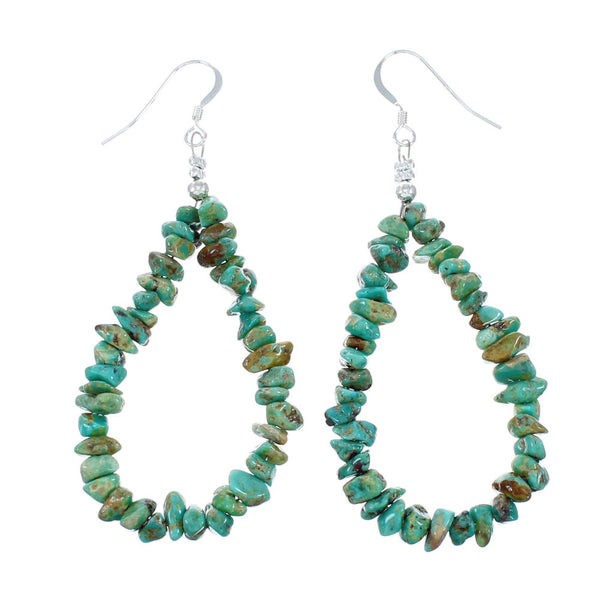 Genuine Sterling Silver Navajo Turquoise Bead Hook Dangle Earrings X10088