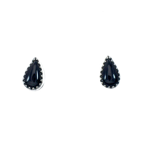 Navajo Onyx Sterling Silver Post Stud Earrings X10092