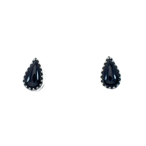 Navajo Onyx Sterling Silver Post Stud Earrings X10092