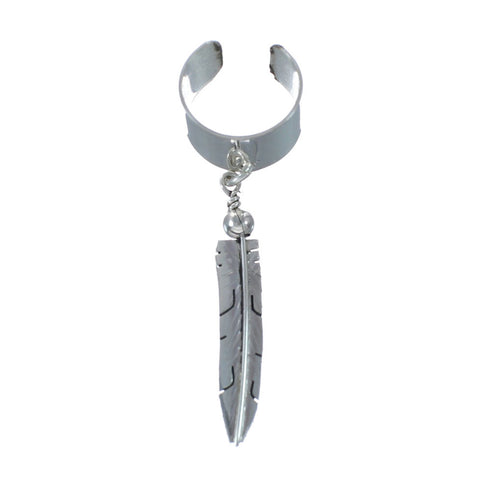 Native American Sterling Silver Feather Cuff Dangle Earrings X10094