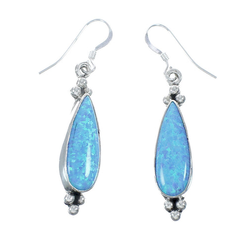 Sterling Silver Blue Opal Navajo Dangle Earring X10100