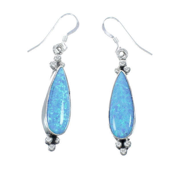 Sterling Silver Blue Opal Navajo Dangle Earring X10100
