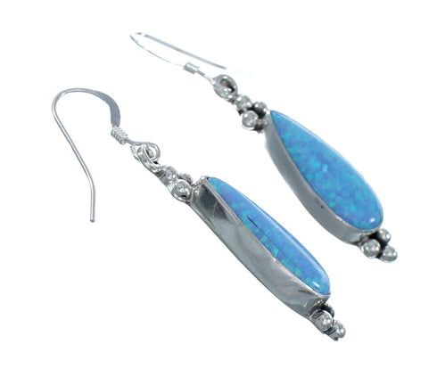 Sterling Silver Blue Opal Navajo Dangle Earring X10100