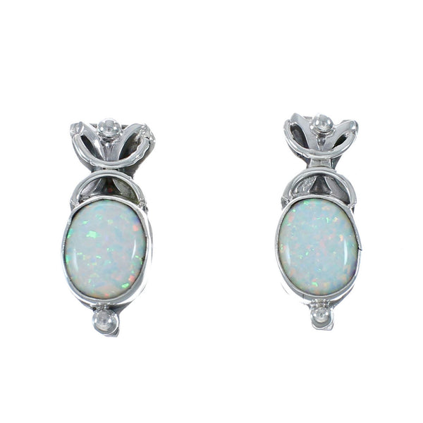 American Indian Sterling Silver Opal Post Stud Earrings X10097