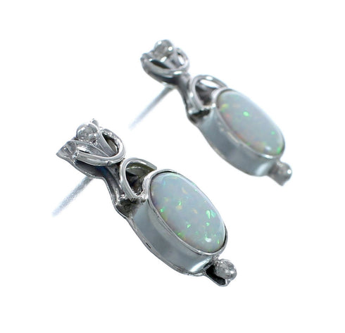 American Indian Sterling Silver Opal Post Stud Earrings X10097