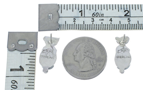 American Indian Sterling Silver Opal Post Stud Earrings X10097