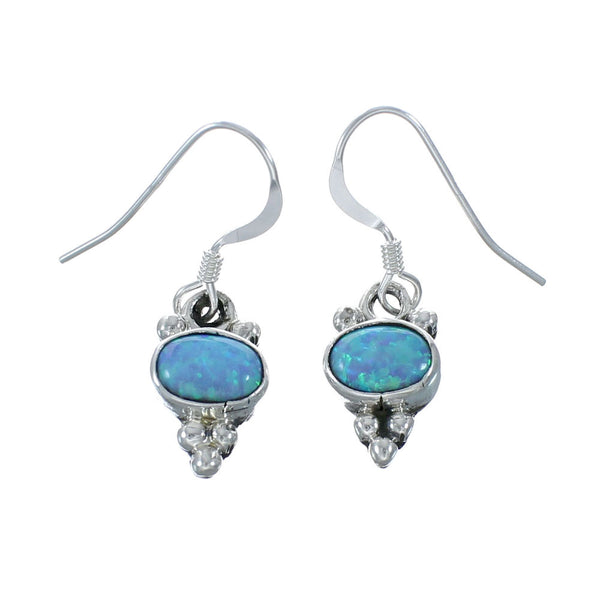 Native American Navajo Sterling Silver Blue Opal Hook Dangle Earring X10101