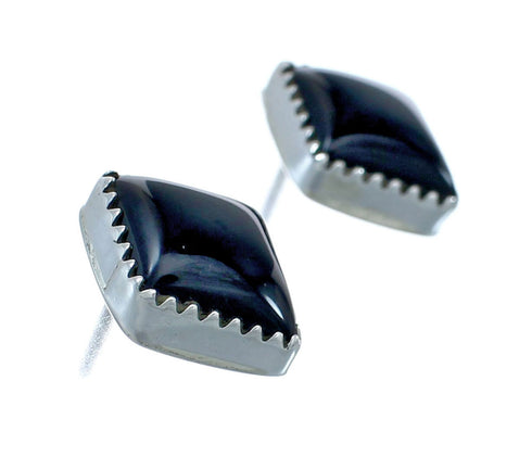 Navajo Onyx Sterling Silver Post Earrings X10103