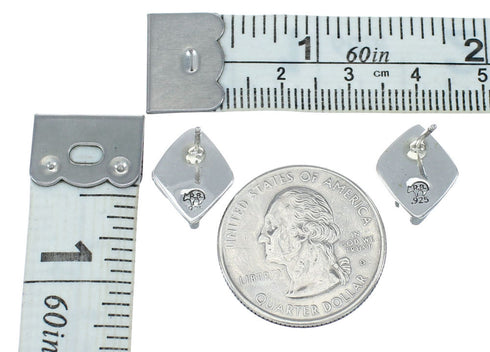 Navajo Onyx Sterling Silver Post Earrings X10103