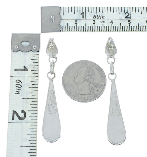 Zuni Turquoise Tear Drop Sterling Silver Post Dangle Earrings X10106