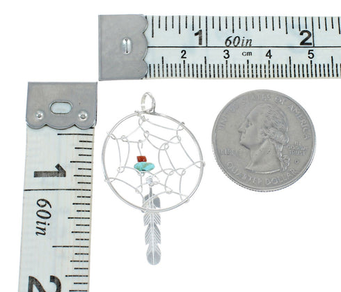 Sterling Silver Turquoise And Coral Leaf Pendant X10009