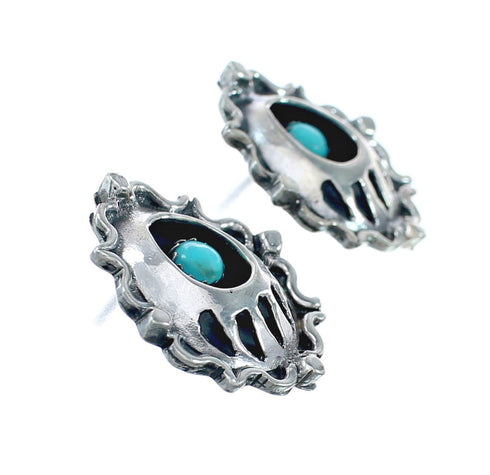 Genuine Sterling Silver Turquoise Bear Paw Navajo Indian Post Earrings X10006