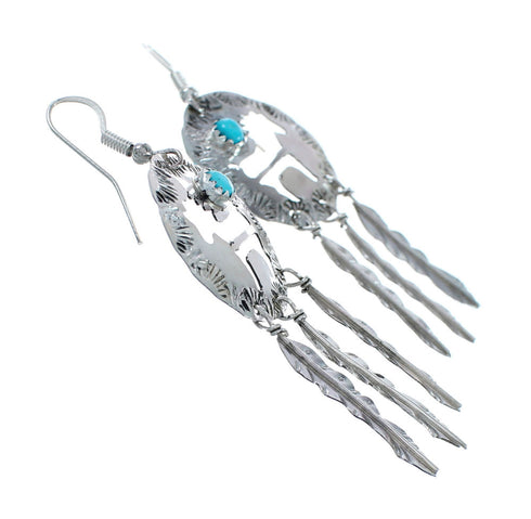 Sterling Silver Turquoise Horse Navajo Hook Dangle Earrings X10021