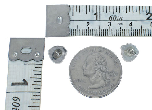 Sterling Silver And Turquoise Navajo Leaf Post Earrings X10020