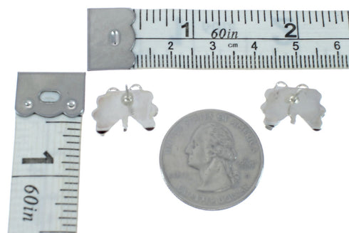 Native American Zuni Sterling Silver Multicolor Butterfly Post Stud Earrings X10028