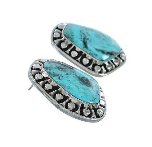 Native American Turquoise Sterling Silver Post Earrings X10025