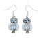 Zuni Multicolor Inlay Owl Sterling Silver Hook Dangle Earrings X10015