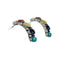 Genuine Multicolor Sterling Silver Post Hoop Zuni Earrings X10038