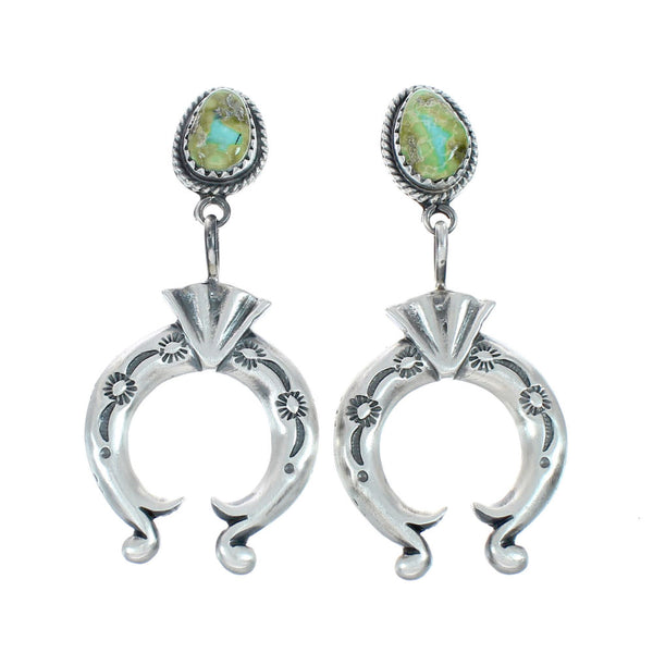 Turquoise And Sterling Silver Navajo Naja Post Dangle Earrings X10019
