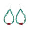 Navajo Sterling Silver Turquoise And Coral Bead Hook Dangle Earrings X10057